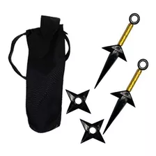 Kit Naruto - Duas Kunais Minato - Duas Shurikens Porta Kunai