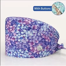 Gorro Clínico Con Botón Para Mascarilla Diseño Flores G172