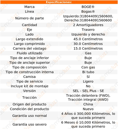 Kit 2 Amortiguadores Gas Tras Fusion V6 3.0l 06/12 Boge Foto 2