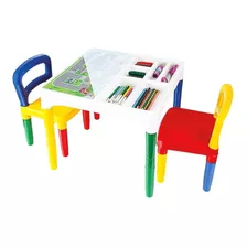Mesinha Didática Infantil Colorida Com 2 Cadeiras Poliplac