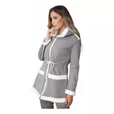 Casaco Feminino Parka Forrado Com Pelo Pelinhos Capuz 