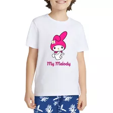Camiseta Infantil My Melody Kuromi Anime Hello Kitty Desenho