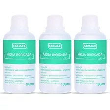 Kit C/3 Água Boricada 3% Com Gotejador 100ml Farmax