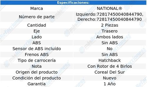 Par De Mazas Traseras Sin Abs Accent De 2000 A 2006 National Foto 5