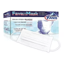 Máscara Fava Tripla Proteção Com Elástico 50 Un