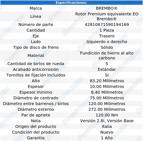 Disco Brembo Trasera 08.6853.80 Bmw Z3 1997-2000 Foto 3