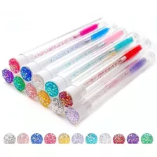 Cepillos De Pestañas O Cejas Con Estuche Tapa Glitter 12unid