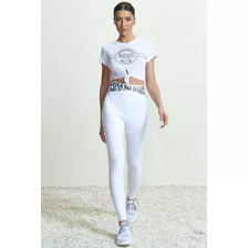 Legging Sports Force Maria Gueixa Branco Academia Fitness 