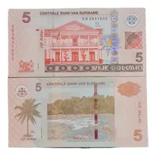 Billetes Mundiales : Surinam 5 Dolares 2012 Nuevo