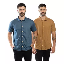 Camisa Masculina Slim Kit 2 Peças Malha Sustentavel Estonada