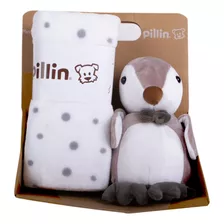 Set Peluche Manta Pingüino Bebé Niño Gris Pillin (prw155gri)