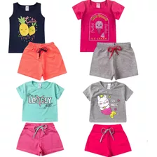 Conjunto Infantil Menina Verão Kit Com 4 Conjuntos Promoção