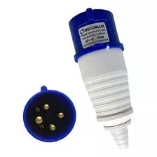 Plugue Industrial 3p+t 16a Decorlux 9h 220/240v Plug Azul