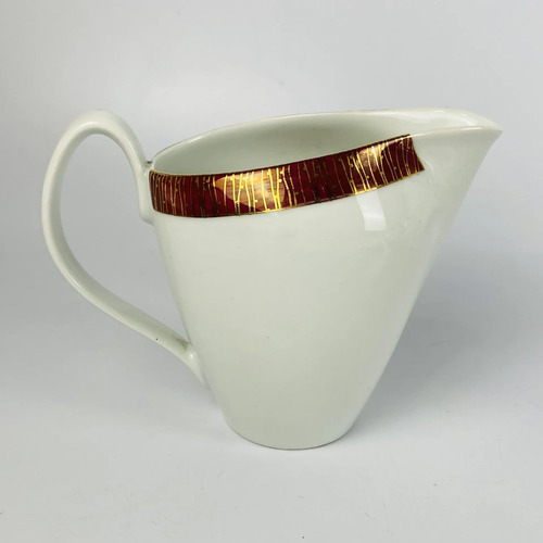 Jogo Chá/café Porcelana Renner Vinho E Dourado Vintage Branco 3