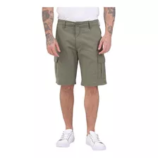 Bermuda Cargo Hombre De Gabardina Verde Bravo Jeans