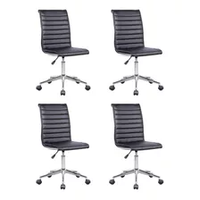 Conjunto Com 4 Cadeiras De Escritório Secretária Giratóri...