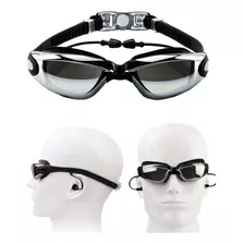Óculos De Natação Preto Com Lente Espelhada Proteção Uv Top