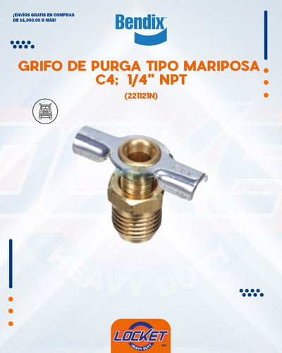 221121n Grifo De Purga Tipo Mariposa C4; 1/4   Npt Bendix Foto 2