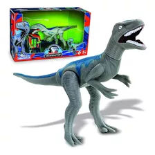 Dinossauro Velociraptor 30 Cm Em Vinil Com Som Adijomar 0860