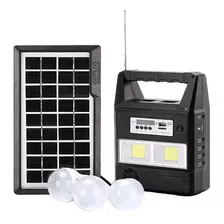 Sistema De Luz Solar Com Painel + Bateria Rádio + 3 Lâmpadas