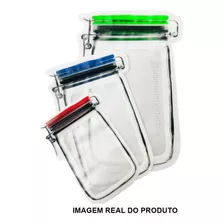 Saco Zíper Lock Reutilizável Hermético Para Alimentos Kit Com 3