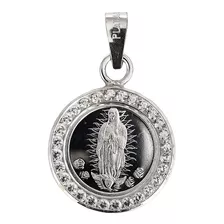 Dije Medalla Virgen De Guadalupe Zirconia Plata Pura Ley 999