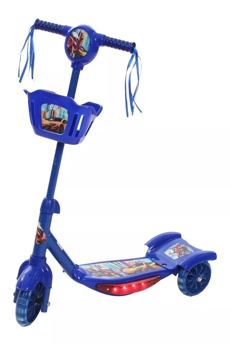 Patinete Super Divertido  Infantil Carros E Motos  Azul  Para Crianças