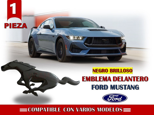 Emblema Delantero Mustang De Metal C/tornillera Negro Gloss Foto 2