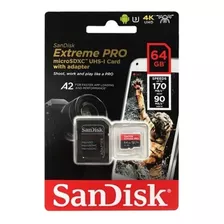 Cartão Memória 64gb Micro Sd Extreme Pro 170mbs V30 Sandis