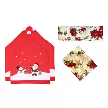 Kit 4 Fundas Y Mantel Navidad - Decoración Festiva