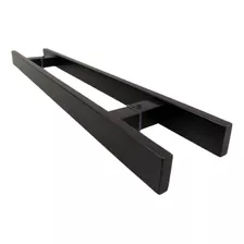 Puxador De Porta Pivotante Madeira Vidro Inox Preto 60cm