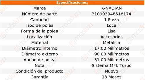 Polea Lisa Metalica Volvo 780 L4 2.3l 91 K-nadian Foto 3