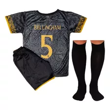 Kit Conjunto Futebol Infantil Time Europeu + Com Meião Preto