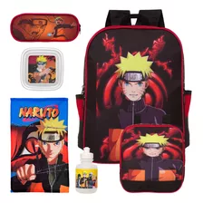 Mochila Infantil Menino Naruto Grande Costas Com Lancheira