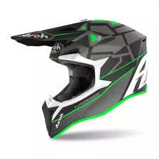 Capacete Airoh Mood Wraap Verde Cinza Fosco Motocross