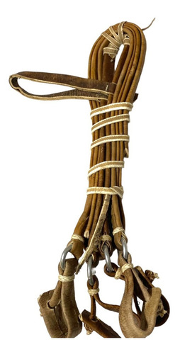 Cabezada Y Riendas Crudo Doble Con Argollas - Imagen 1