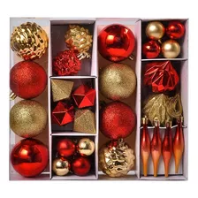 Set Adornos Navideños X 36 Unidades Surtidos Rojo/ Dorado