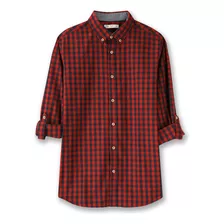 Camisa Manga Larga Cuadros C&a De Hombre