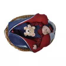 Kit Saída Maternidade Menino Inverno Plush Vermelho E Azul