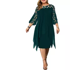 Elegante Vestido De Fiesta Midi De Encaje Ropa Mujer Suelta