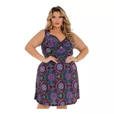 Kit 5 Vestido Senhora Plus Size Liganete Estampado Curto