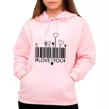 Blusa De Frio De Moletom Coração Feminino Inverno I Love You