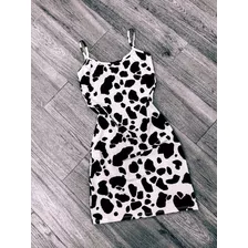 Vestido Cow - Estampa De Vaca - Corto