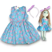 Vestido Infantil Tal Menina, Tal Boneca + Tiara 