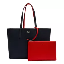 Bolso Lacoste Tote Anna Reversible Y Bicolor Para Mujer Acabado De Los Herrajes Metal Color Azul Marino Color De La Correa De Hombro Azul Marino Diseño De La Tela Liso