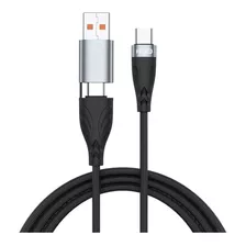 Cable Usb-c A Usb-c+ Usb 2en1 100w Disco Externos Netbook Color Negro