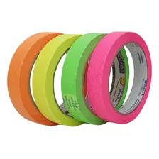 Kit De Fita Crepe Neon Colorida Com 4 Cores De 18mm X 30m