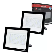 Kit 2 Refletor 100w Avant Branco Frio Led 6500k Externo Ip65 Cor Da Carcaça Preto 110v/220v