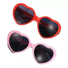 Kit 2 Óculos De Coração Adulto Lolita Vermelho Rosa Festa