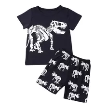 Camiseta Infantil Com Estampa De Dinossauro E Shorts Com Est